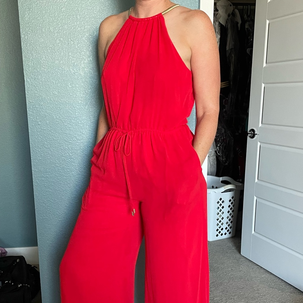 Full length red jumpsuit